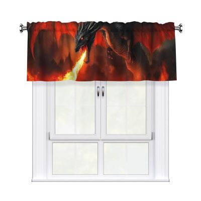 Dragon Battlefield Short Kitchen Curtain for Windows, 132.1 cm W x 45.7 cm L, Light-Filtering Cafe Curtain Valance, 7.6 cm Rod Pocket, 1 Panel