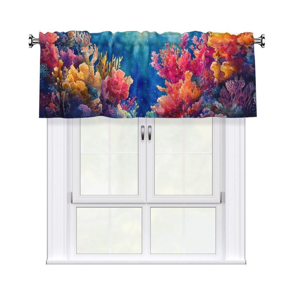Underwater World Short Kitchen Café Curtain, 132.1 x 45.7 cm, Light-Filtering (1 Panel)