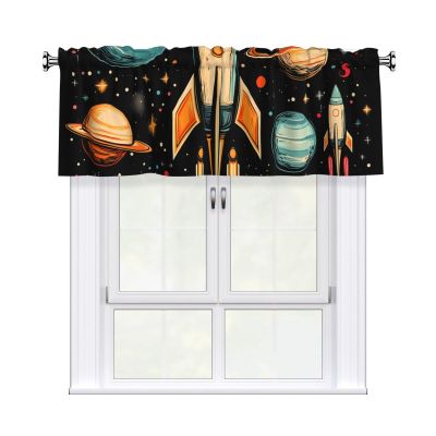 Rocket Star Short Kitchen Curtain for Windows, 132.1 cm W x 45.7 cm L, Light Filtering, Small Café Curtain Valance, 7.6 cm Rod Pocket, Window Treatment (1 Panel)