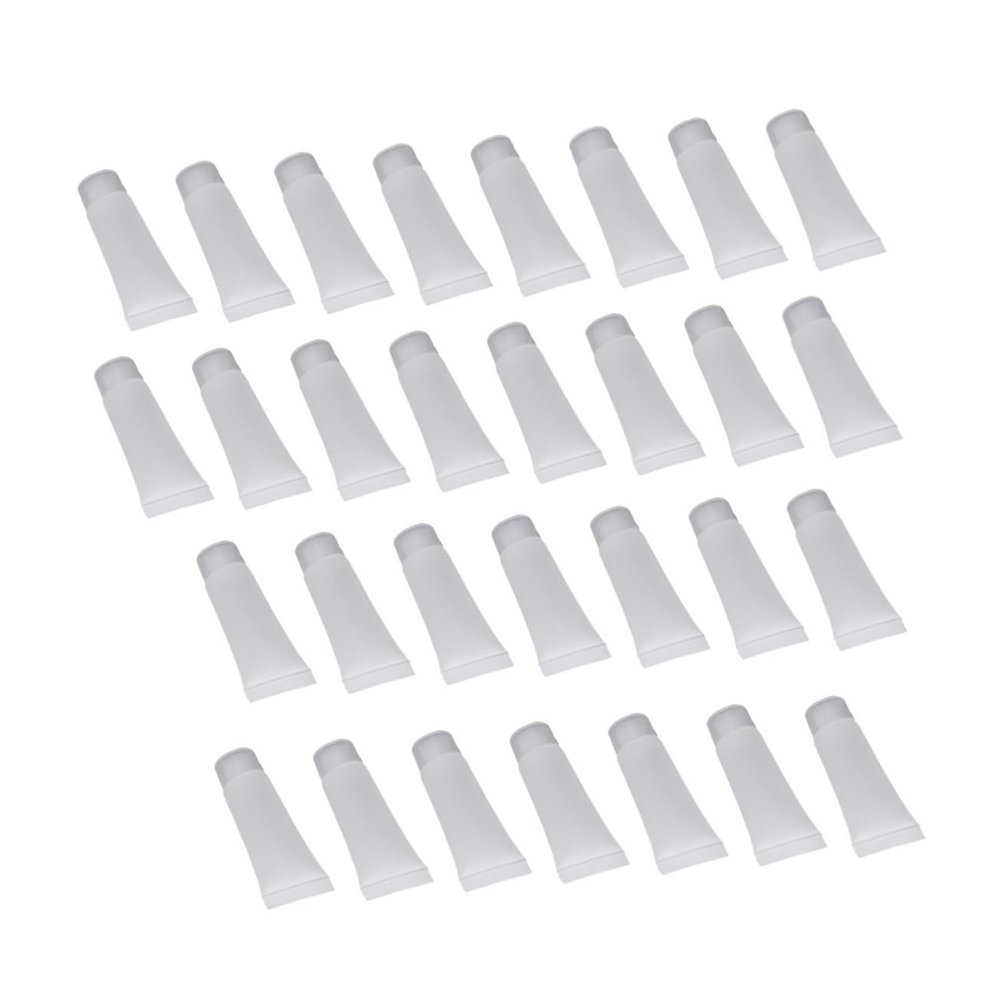 OFFIGAM 30-Piece White 10 ml Cosmetic Squeeze Bottles, PE and PP, Lightweight Frosted Travel Containers for Hand Cream and Makeup Storage