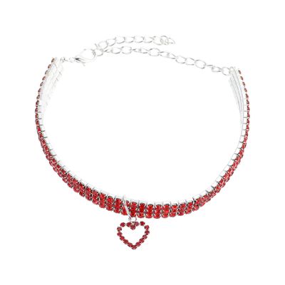 ibasenice Pet Rhinestone Dog Collar with Heart Pendant