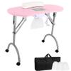 Nail Table with Dust Collector, 5.5W, Folding Manicure Table with Wheels, Pink view 1