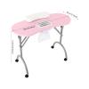 Nail Table with Dust Collector, 5.5W, Folding Manicure Table with Wheels, Pink view 2