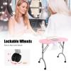 Nail Table with Dust Collector, 5.5W, Folding Manicure Table with Wheels, Pink view 4