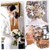 Bridal Side Hair Comb with Floral Pattern and Rhinestones, 1 Set, White view 2
