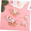 Bridal Side Hair Comb with Floral Pattern and Rhinestones, 1 Set, White view 3