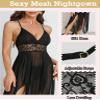 Ausing Women's Lace Babydoll Nightgown, Long V-Neck Backless Sleepwear, Size L view 3