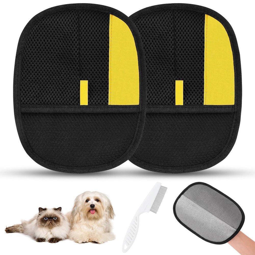 SAWMONG Pet Hair Removal Gloves, 2-Pack, for Cats and Dogs