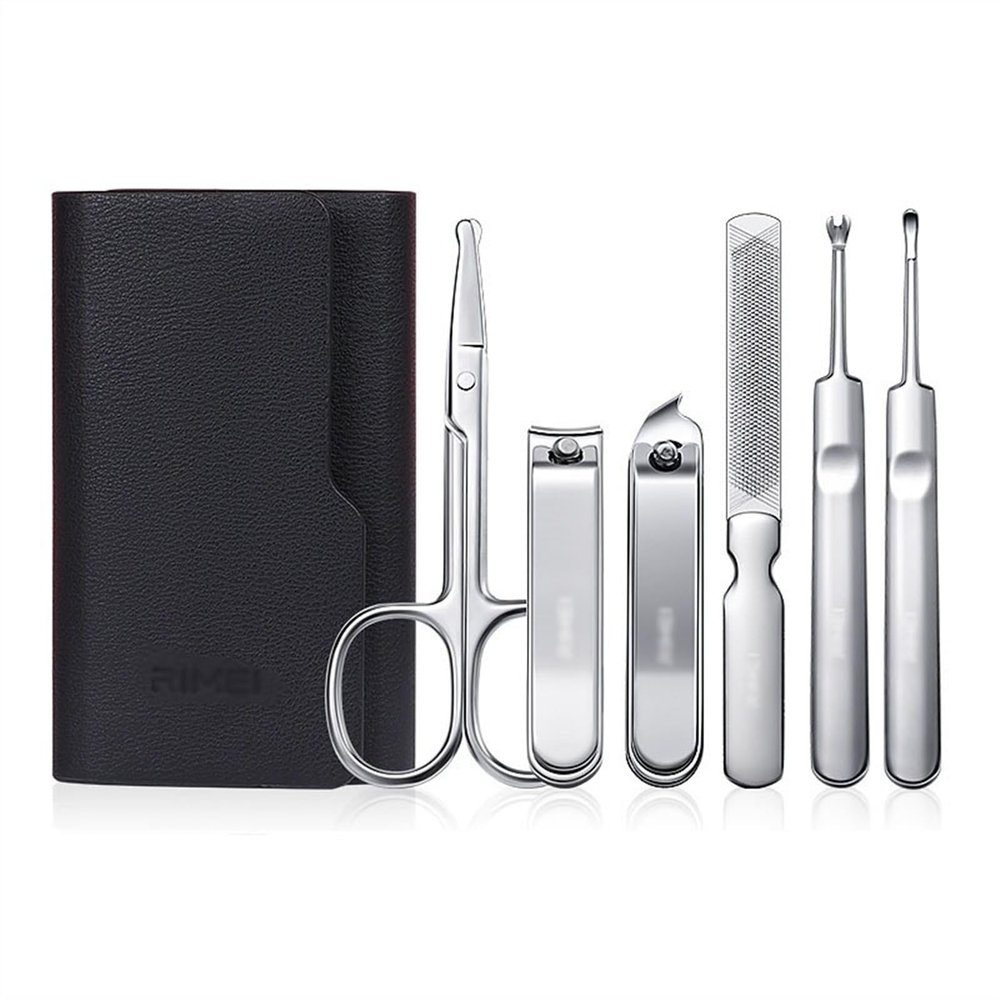6-Piece Nail Clipper Set with PU Leather Travel Case