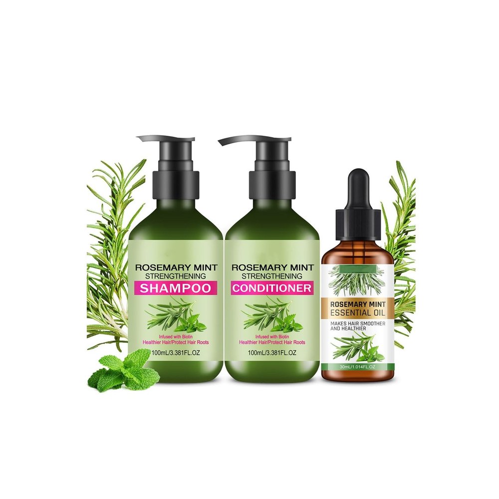 Rosemary Mint Strengthening Shampoo, Conditioner & Hair Oil Set