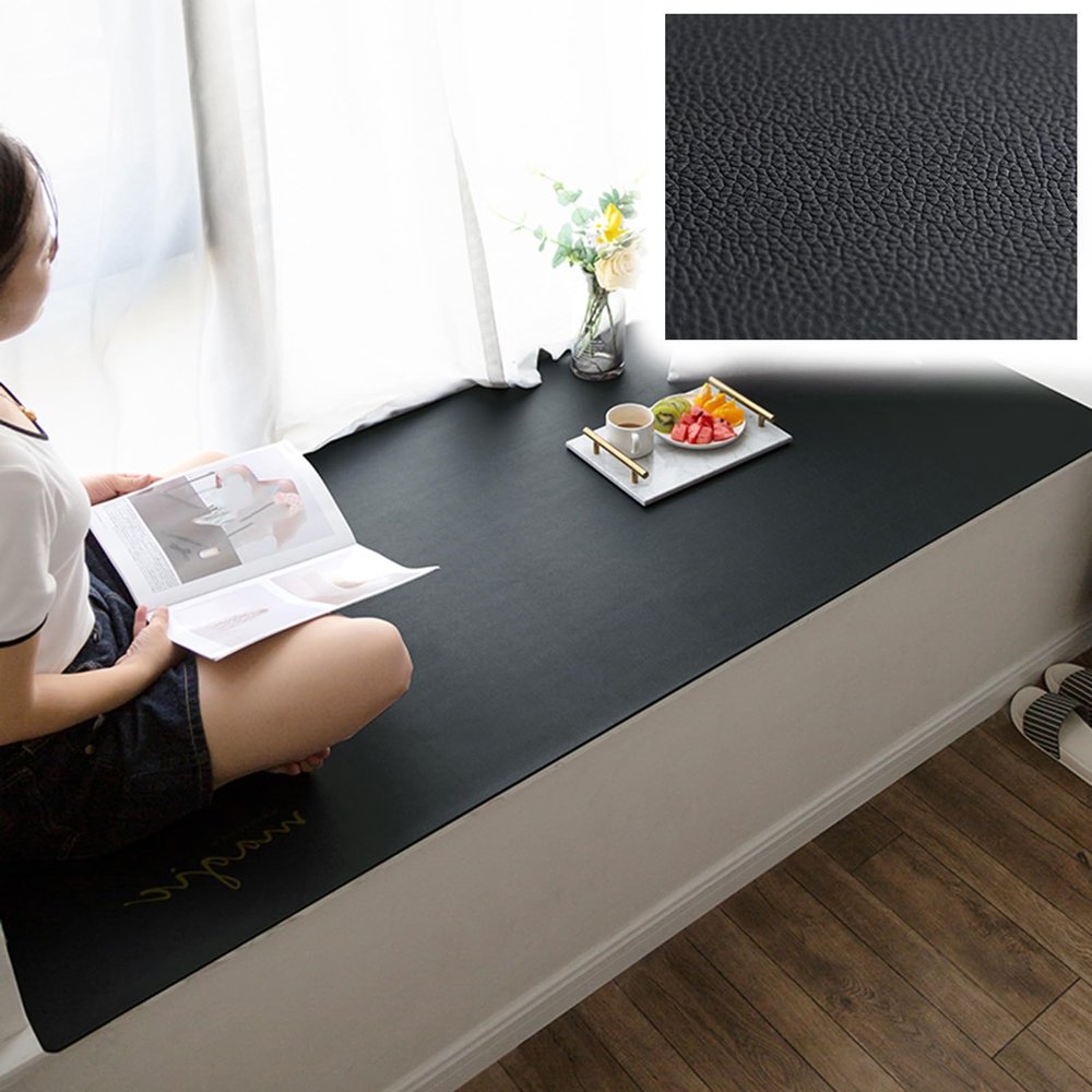 Waterproof Window Sill Mat for Bay Windows and Balconies, Non-Slip Indoor Cover, Customizable Plant Pad (Black, 300 x 60 cm / 118.1 x 23.6 in)