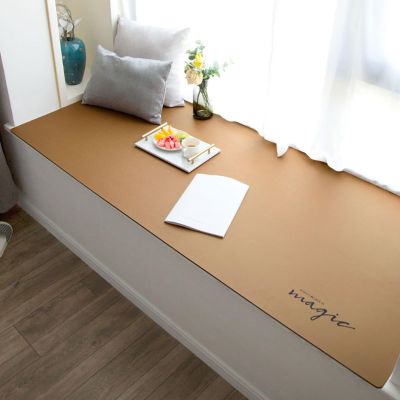 Window Sill Mat, Bay Window Protective Cushion, Washable PVC Leather Pad for Cats, Brown, 320 x 80 cm (10.5 x 2.6 ft)