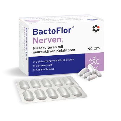BactoFlor Nerve Capsules, 3 Microcultures, Saffron, All 8 B Vitamins, 90 Capsules