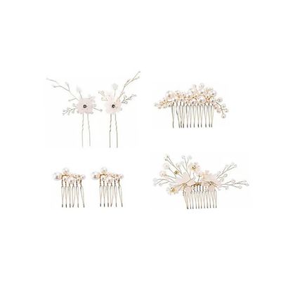 Homoyoyo 6-Piece Pearl Hair Comb Set for Brides