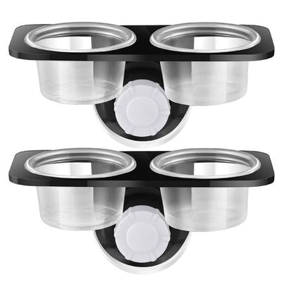 PartyKindom 2-Piece Reptile Feeding Bowls with Suction Cups, Stable Plastic Double Bowls, Removable Design and Easy Installation for Lizards and Geckos