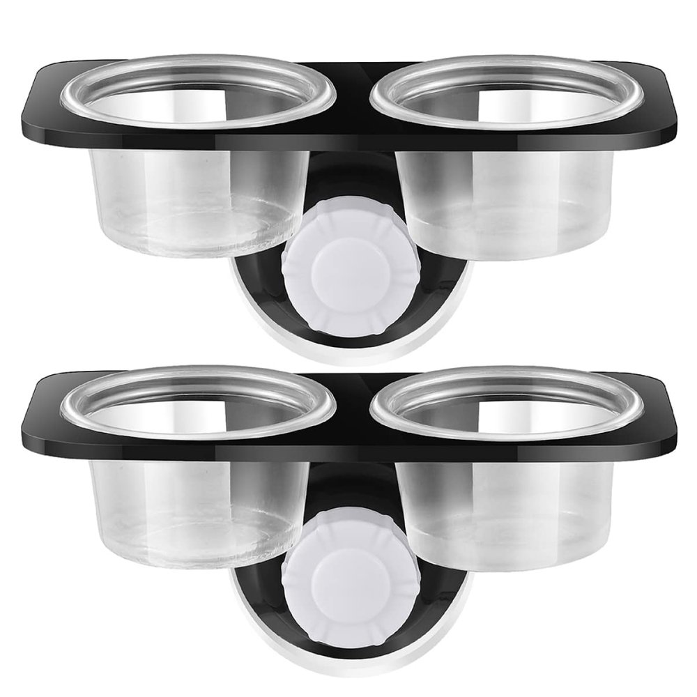 PartyKindom 2-Piece Reptile Feeding Bowls with Suction Cups, Stable Plastic Double Bowls, Removable Design and Easy Installation for Lizards and Geckos
