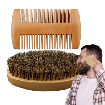 Beard Brush and Comb Set for Grooming and Styling