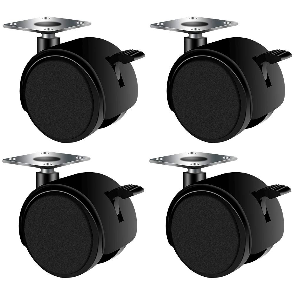 RLZQSGOT 4-Pack Quiet, Non-Slip Furniture Casters with Brakes, 29/41/50 mm Diameter