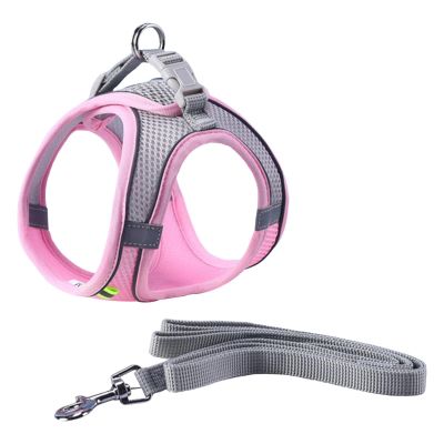Dog Harness with Leash Set for Small to Large Dogs, Pink, Size M