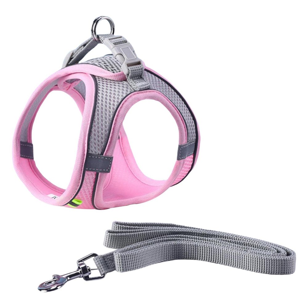 Dog Harness with Leash Set for Small to Large Dogs, Pink, Size M