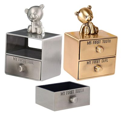 HANABASS Keepsake Boxes, 2-Piece Set, Metal Baby Tooth Boxes with Jewelry Compartments