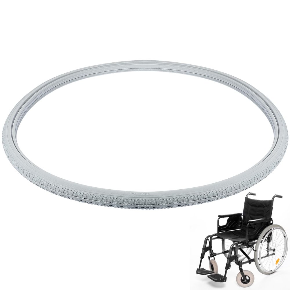 VICASKY 24-Inch PU Solid Wheelchair Replacement Tire, Elastic, Puncture-Resistant, Gray