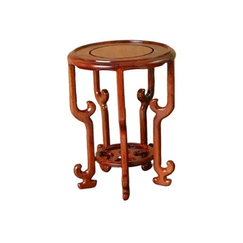 Huangj-0527 Round Carved Bonsai Table and Display Stand