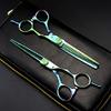 6-Inch Professional Green Damascus Steel Hair Cutting and Thinning Scissors Set view 3