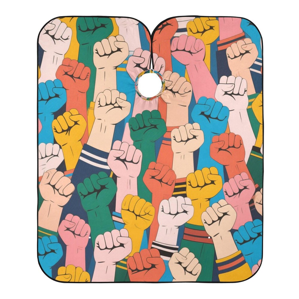 Colorful Cartoon Fist Salon Cape with Adjustable Snap Closure, 165 x 140 cm
