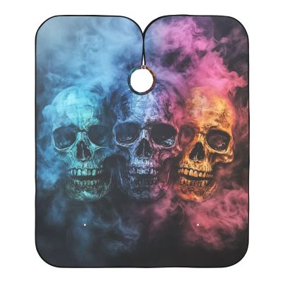 Colorful Skull Haircut Cape with Adjustable Snap Closure, Waterproof Salon Cape for Customers, 165 x 140 cm