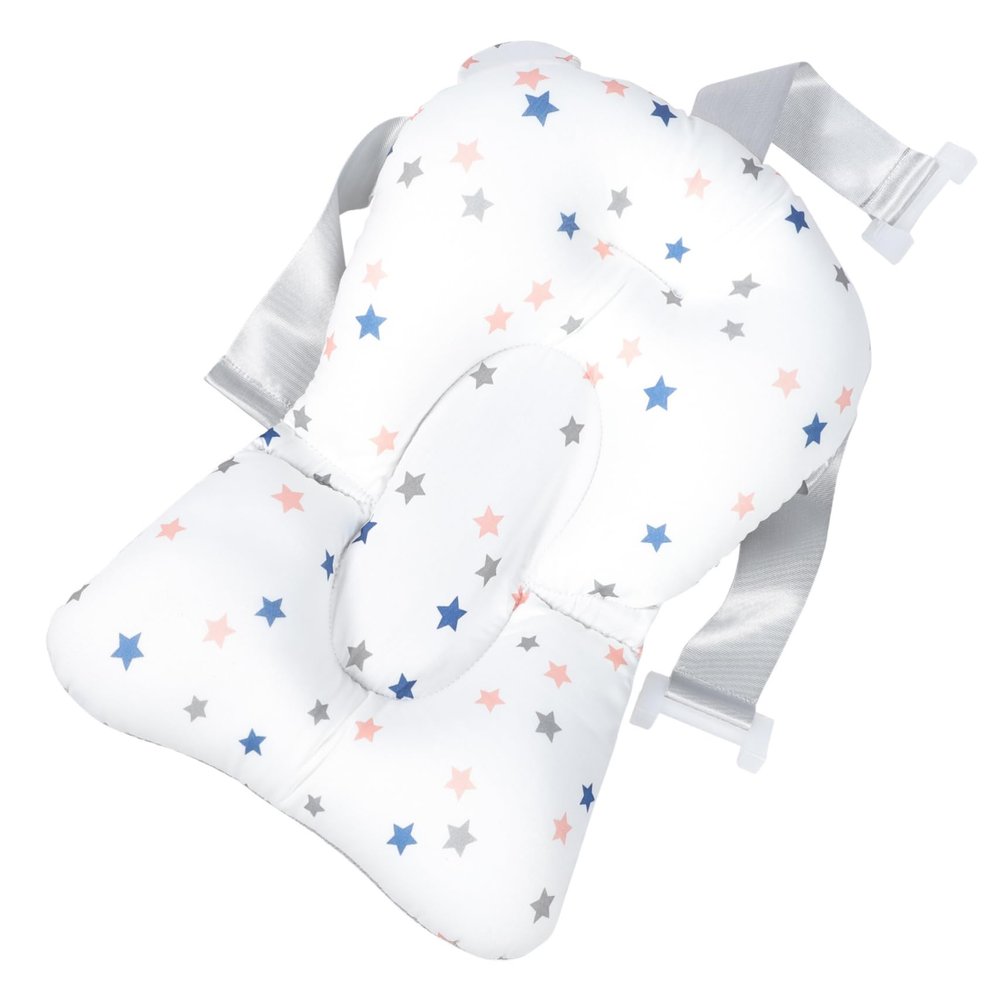 Non-Slip Baby Bath Pillow Made of Cotton Fabric with Foam Particles, White