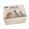 hellomini Personalized Baby Keepsake Box with Name, Wooden Memory Box, Gift for Girls and Boys, Dinoworld, XS 20 x 15 x 10 cm view 1