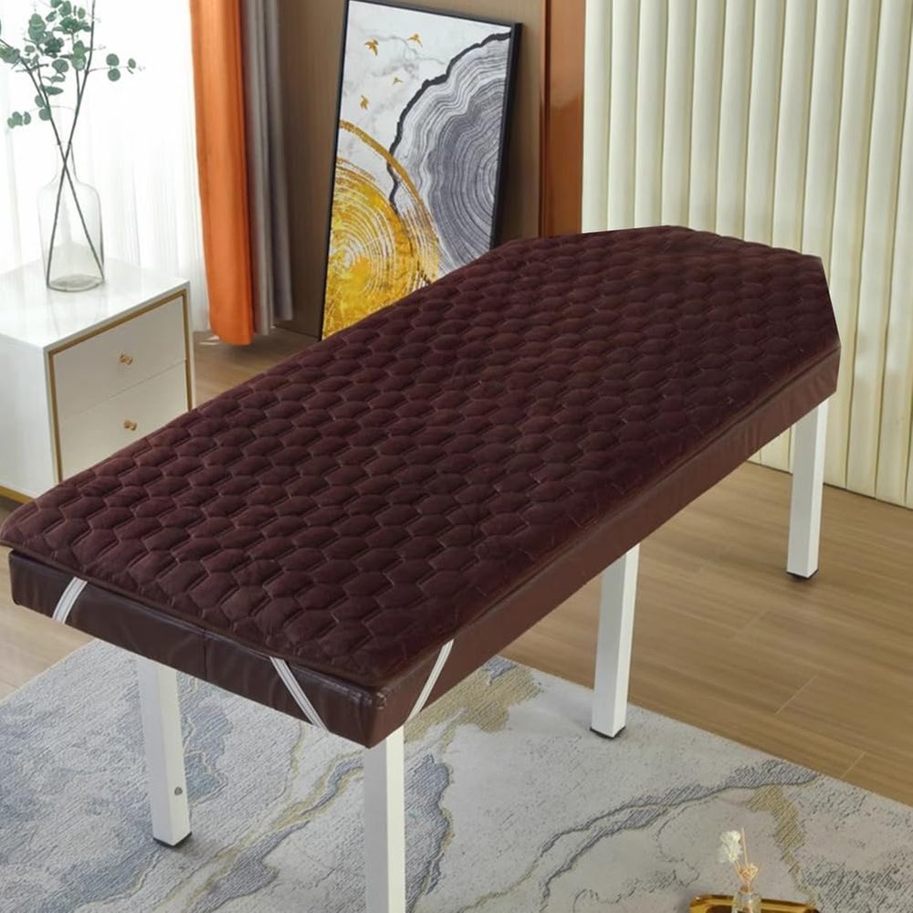 LDLCYCN 5 cm Thick Memory Foam Lash Bed Topper, Non-Slip Massage Table Mattress Pad, No Hole, Coffee, 180 x 70 cm
