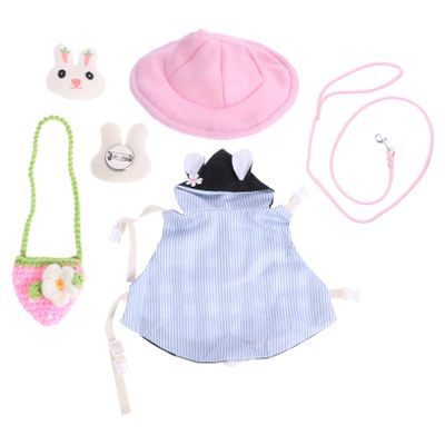 Hamster Harness with Plaid Vest, Leash, Hat and Hair Clip