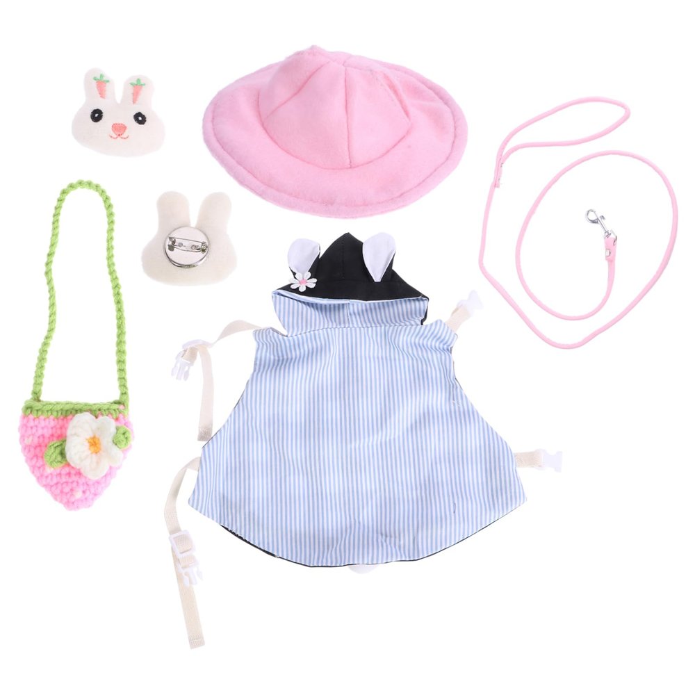 Hamster Harness with Plaid Vest, Leash, Hat and Hair Clip