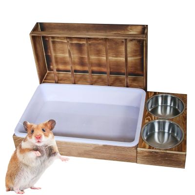Rabbit Feeder Rack, Small Animal Hay Holder with Bowls
