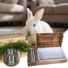 Rabbit Feeder Rack, Small Animal Hay Holder with Bowls view 3