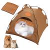 Cat Cooling Tent with Rattan Mat, Foldable and Washable view 1