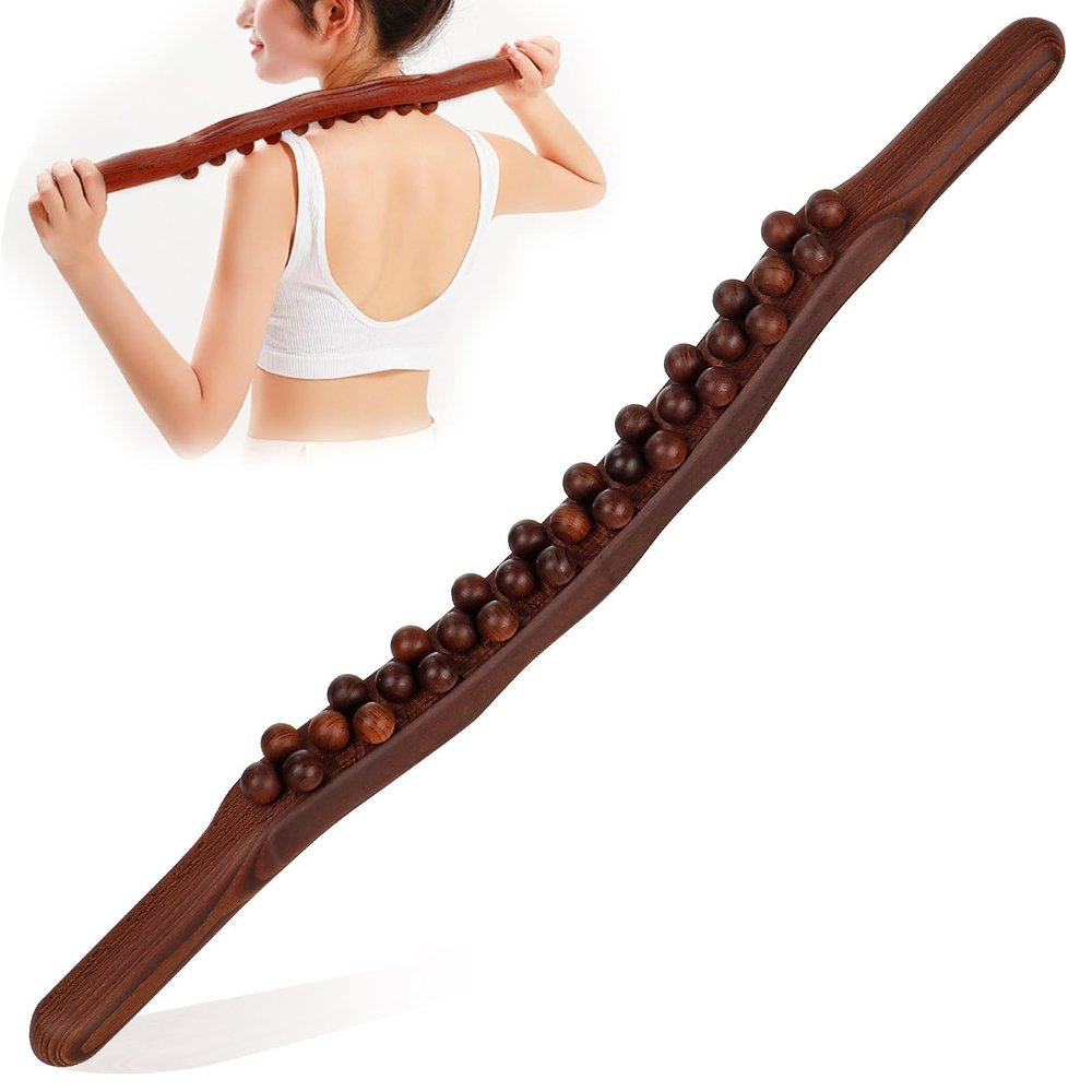 Wooden Gua Sha Massage Stick with 31 Massage Beads