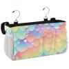 KLL Bedside Pockets, Nightstand Organizer, Hanging Storage Bag for Glasses, Books, Phones, Keys, Trendy Glittery Rainbow Dragon Scales view 2