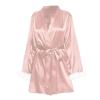 Generic Silk Knit Cardigan with Lacing, Robe, Pajamas, Comfortable, Icy, Sexy and Fun Homewear Women's Lingerie (Pink, XL) view 1