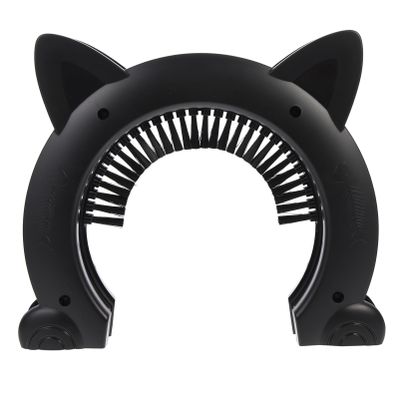 Milisten Cat Door, Black ABS with Grooming Brush for Pets