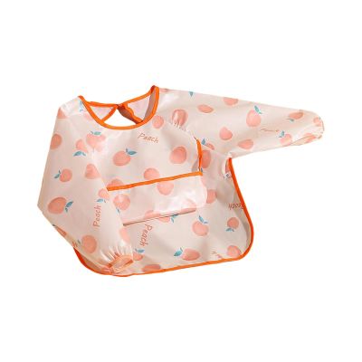 Water-Resistant Long-Sleeve Baby Feeding Bib, Cartoon Print, 6–18 Months