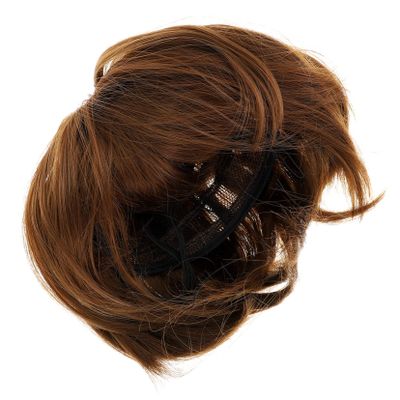 Abaodam Funny Pet Wig with Brown Bangs, Breathable Nylon Fiber, Adjustable Dog Party Hair Accessory for Cosplay and Pet Parties, Random Color