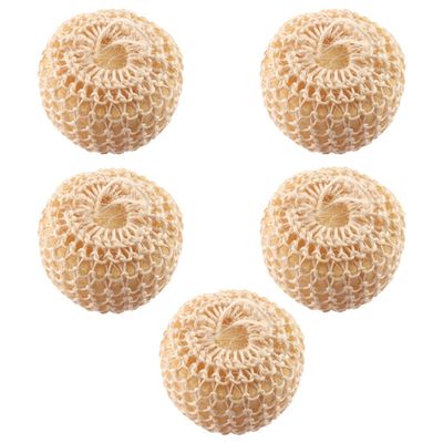 Oval Yellow Sisal Bath Sponges, 5 Count, for Body Cleansing