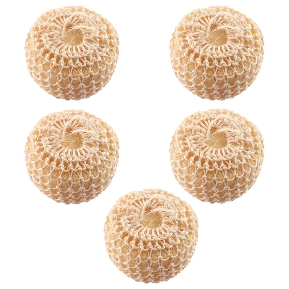 Oval Yellow Sisal Bath Sponges, 5 Count, for Body Cleansing