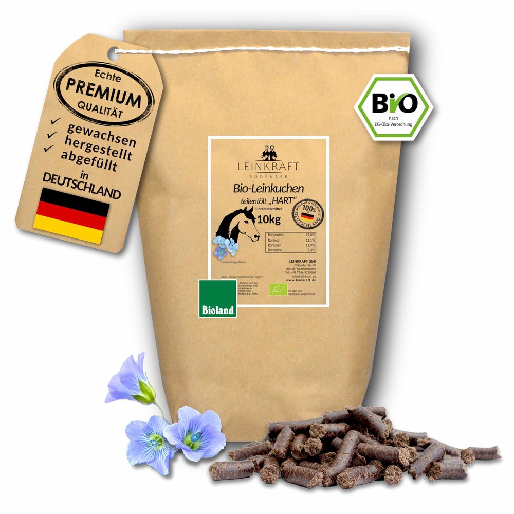 Organic Linseed Cake Pellets 10 kg for Horses | 100% German Organic Linseed, Cold-Pressed