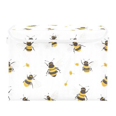 famyily Cute Bees Storage Box with Handle, White