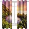 Homxi Room-Darkening Curtains for Kids' Room, 2-Pack, 2 x 137W x 183H cm, Modern Mountain and Beach Landscape Curtains in Orange, Purple, and Green view 1