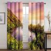 Homxi Room-Darkening Curtains for Kids' Room, 2-Pack, 2 x 137W x 183H cm, Modern Mountain and Beach Landscape Curtains in Orange, Purple, and Green view 3